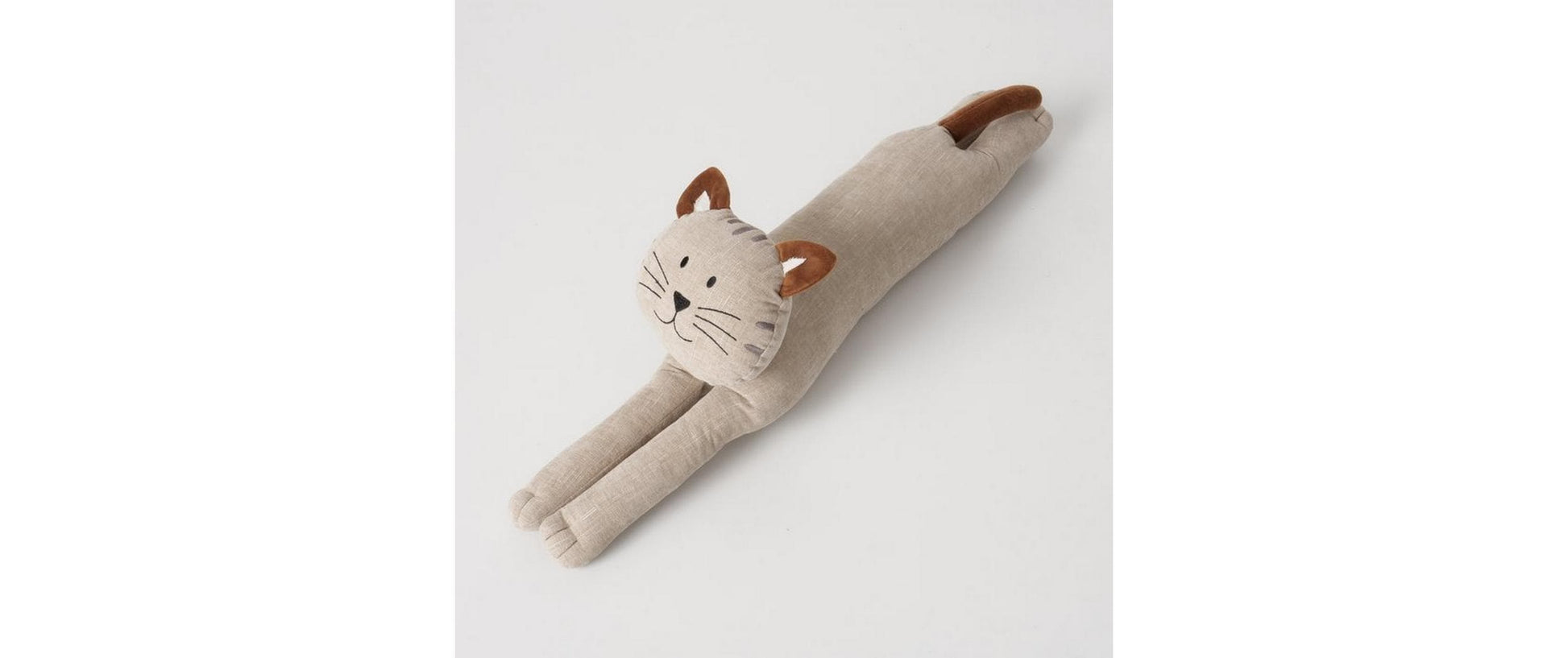 Boltze Türstopper Katze 75,8 × 11,8 × 21,9 cm, Polyester/Sand/Baumwolle, Grau/Beige, für Türen
