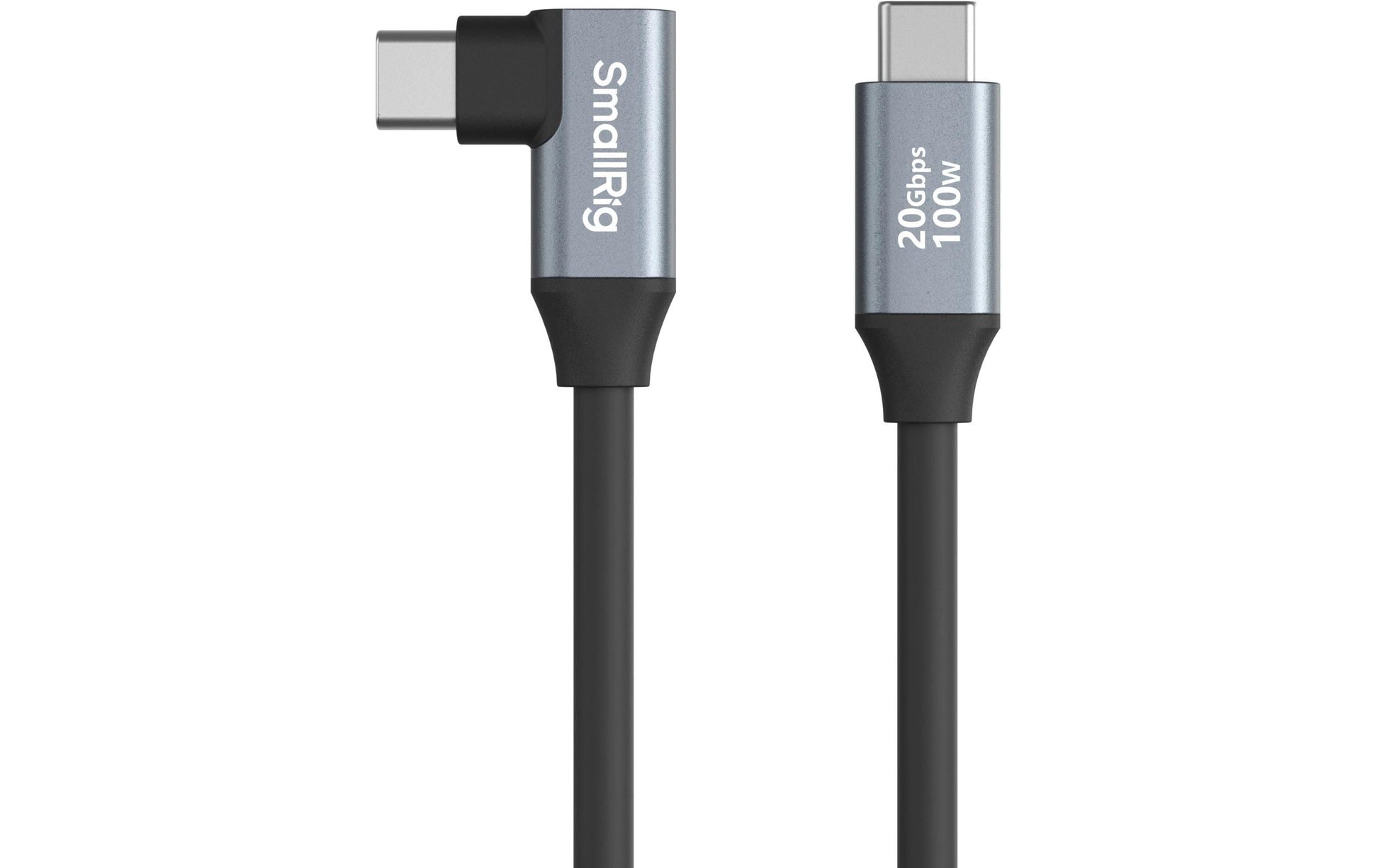 SmallRig USB-C auf USB-C Kabel – 20 Gbit/s – 0,35 m – PD 100 W – DP Alt Mode – Abgewinkelt – Schwarz/Grau