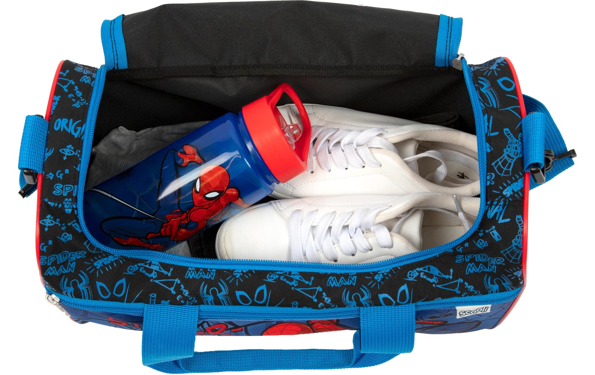 Scooli Sporttasche Spiderman – 8 l, Polyester, Schwarz, 33 × 22 × 16 cm