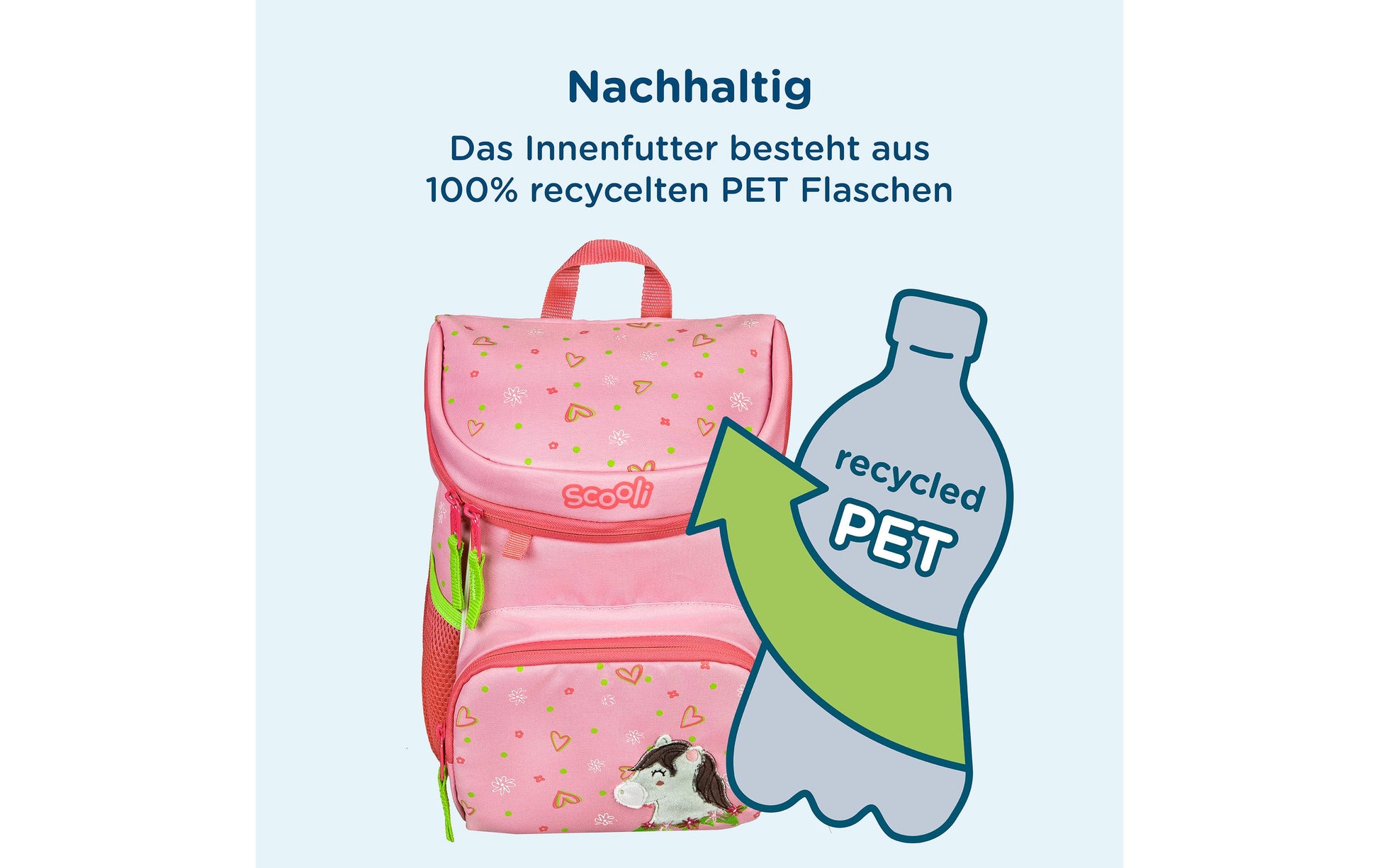 Scooli Kindergartenrucksack – 8 l, rPET, Rosa, Tiere