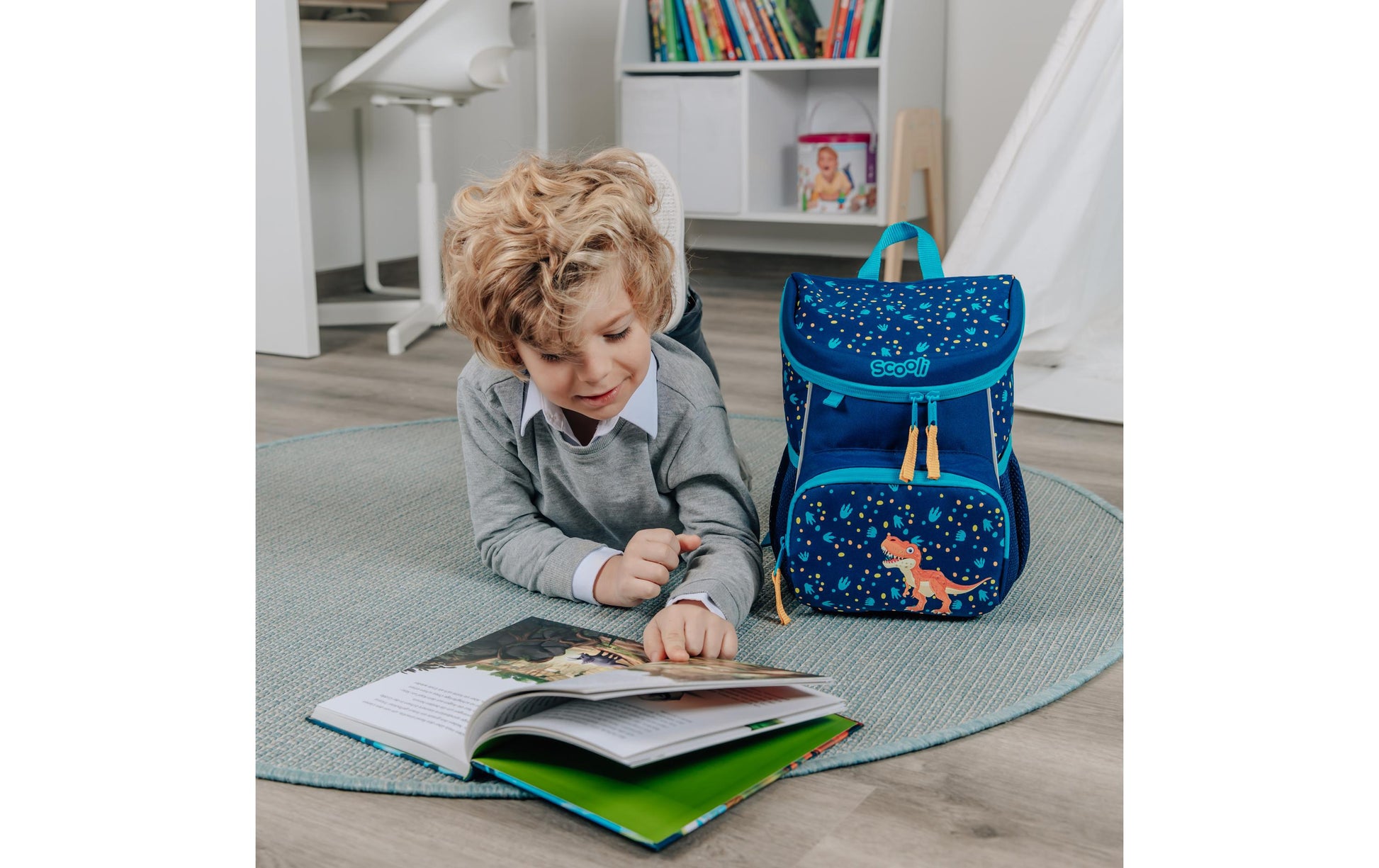 Scooli Kindergartenrucksack – 8 l, wasserabweisend, reflektierend, rPET-Polyester – Dunkelblau, Tiere