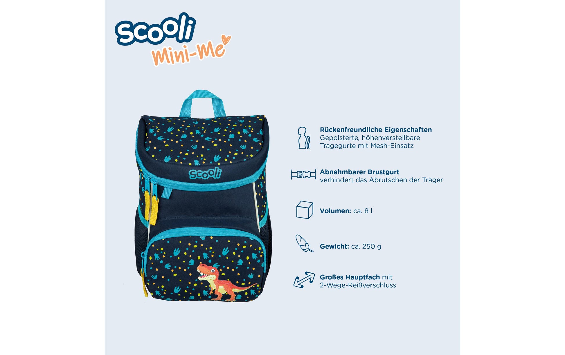 Scooli Kindergartenrucksack – 8 l, wasserabweisend, reflektierend, rPET-Polyester – Dunkelblau, Tiere