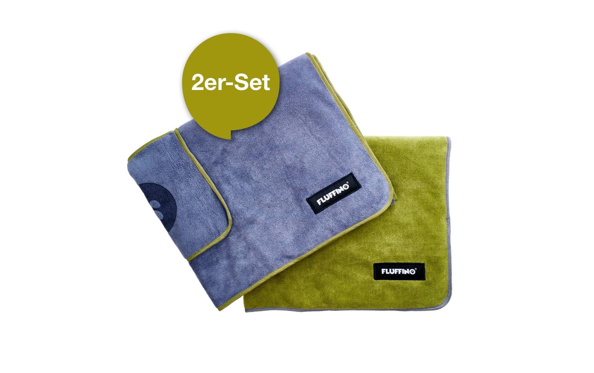 Fluffino Hundehandtuch – 70 × 120 cm, Blau/Grün, 2er-Set