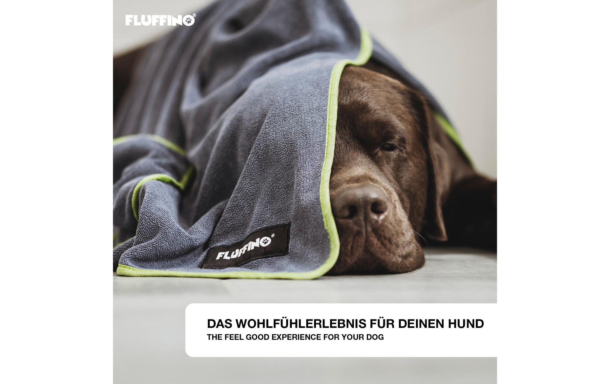 Fluffino Hundehandtuch – 70 × 120 cm, Blau/Grün, 2er-Set