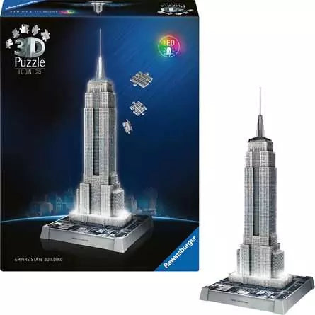 Ravensburger Iconics 3D Puzzle Empire State Building Light – 216 Teile – 20,9 × 48,5 × 20,9 cm – ab 10 J.