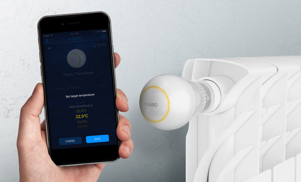 Fibaro FGT-001 – Heizkörperthermostat – 0,5 °C Genauigkeit, Smartphone-Fernsteuerung – für Android, iOS