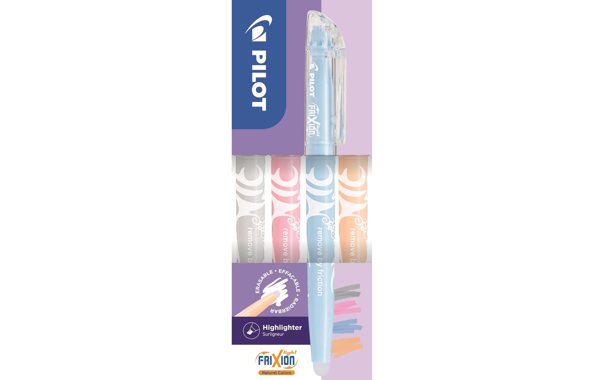 Pilot FriXion Light Textmarker – Set, Farben: Grau/Koralle/Blau …, radierbar