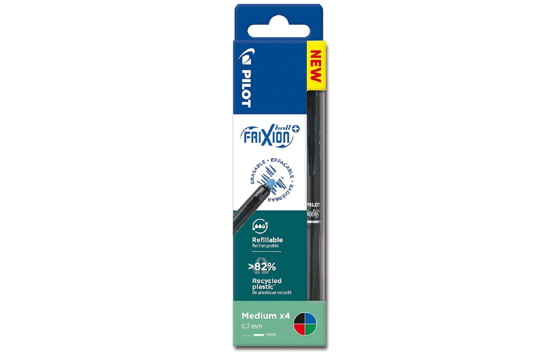Pilot FriXion Ball Plus+ – Tintenroller, 0,7 mm, sortiert, radierbar – 4 Stk.