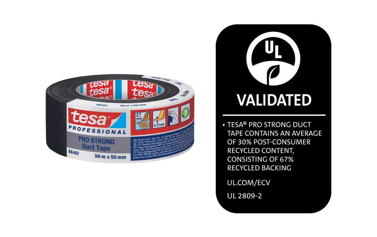 TESA Pro Strong Gewebeband – 50 mm × 50 m, schwarz, Polyester, wasserfest