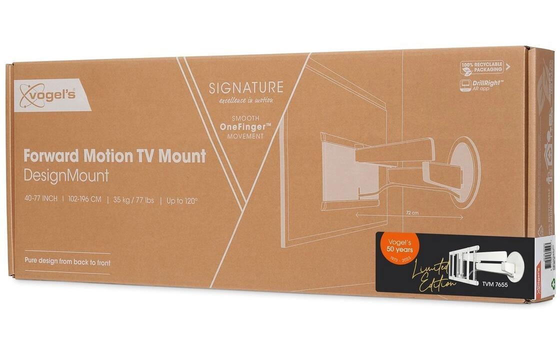 Vogel's TVM 7675W – Schwenkbare Wandhalterung für 40–77″, VESA 200×100–600×400, bis 35 kg, weiss