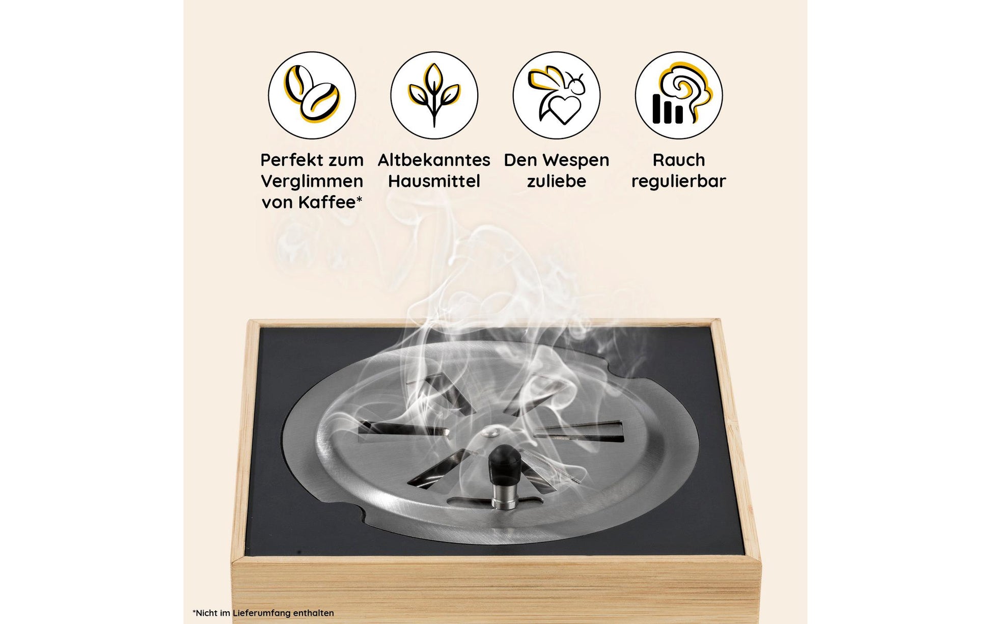 Vapowesp Insektenfalle Räucherbox – 15 × 7 × 15 cm – Hellbraun – für Wespen