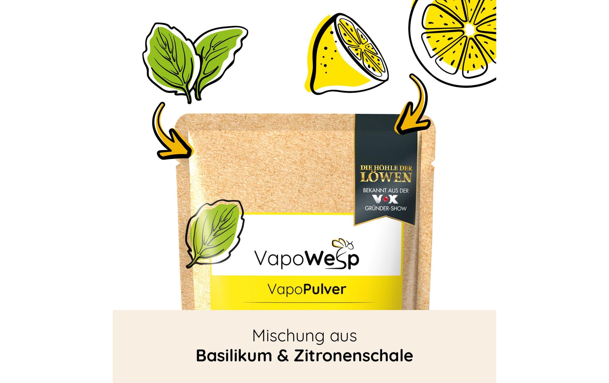 Vapowesp Ersatzkräuter Zitrone Basilikum Insektenfalle – 100 g – Gelb – für Wespen