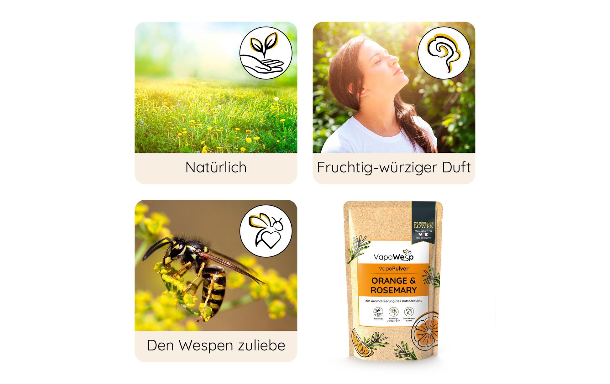 Vapowesp Insektenfalle Ersatzkräuter Rosmarin – 100 g – Orange – für Wespen