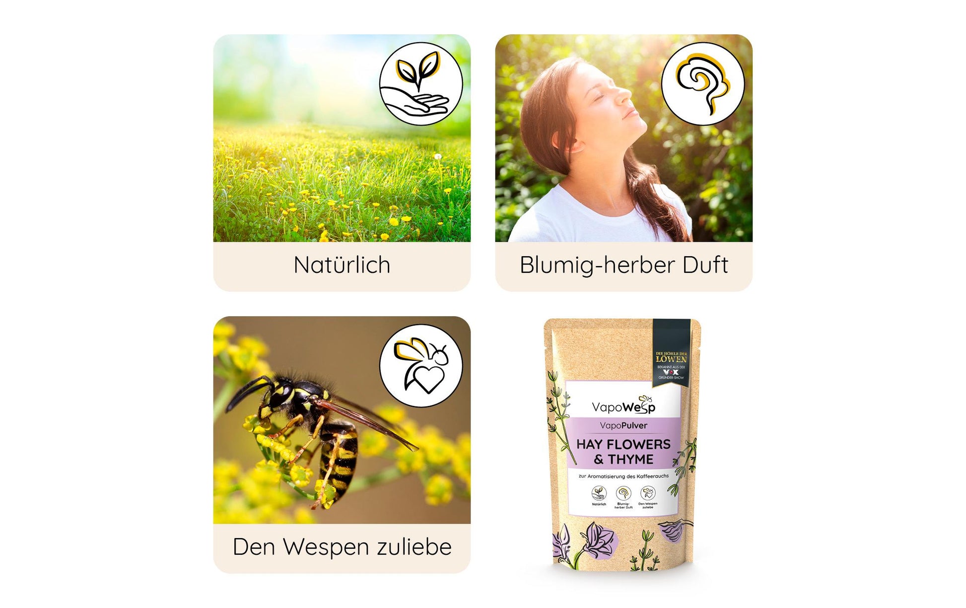 Vapowesp Insektenfalle Ersatzkräuter Heublumen Thymian – violett – für Wespen