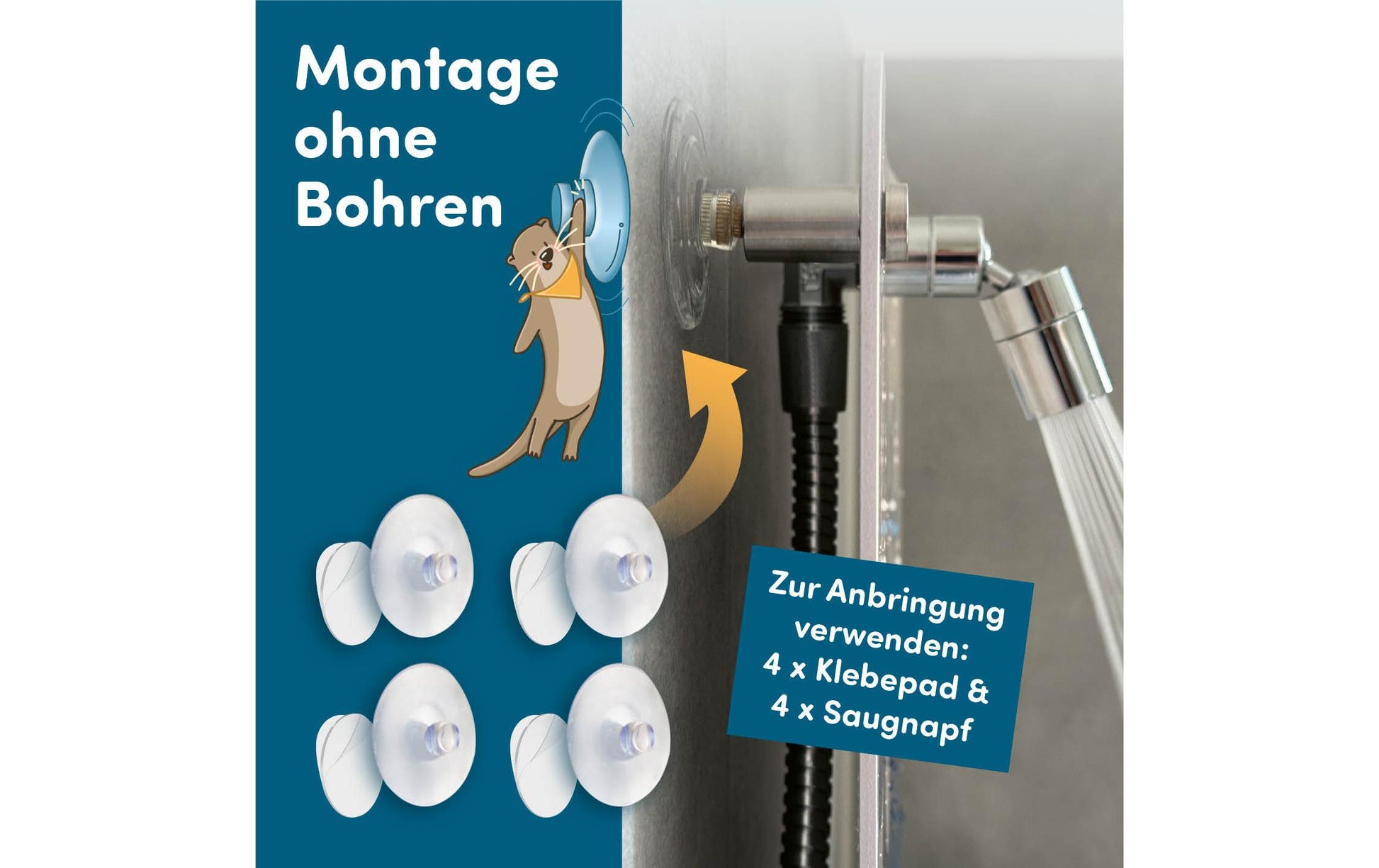 Fredis kinderdusche Fredis Duschschwamm Welt – 40×30 cm, ohne Bohren oder Schrauben, Eukalyptusgrün