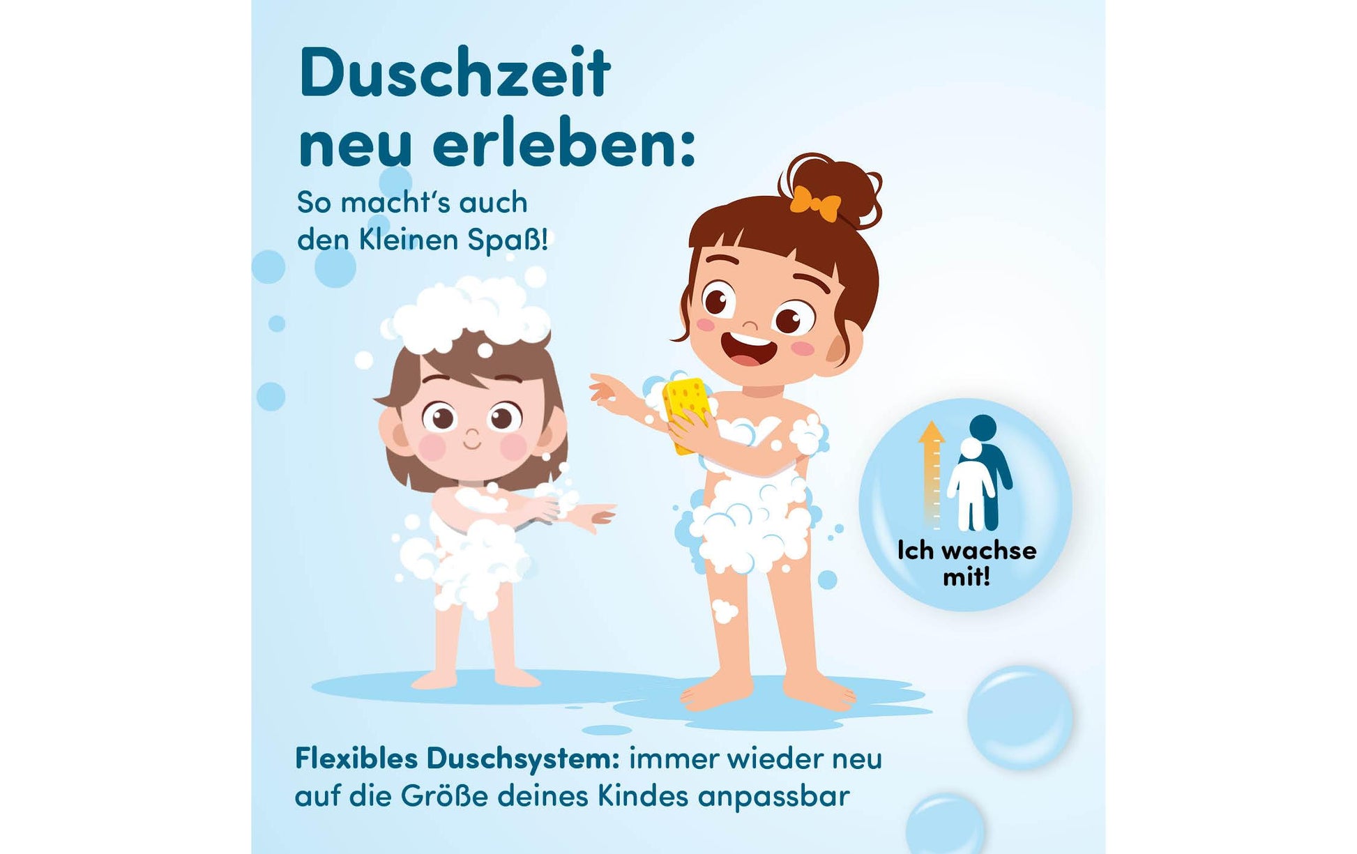 Fredis kinderdusche Fredis Duschschwamm Welt – 40×30 cm, ohne Bohren oder Schrauben, Eukalyptusgrün