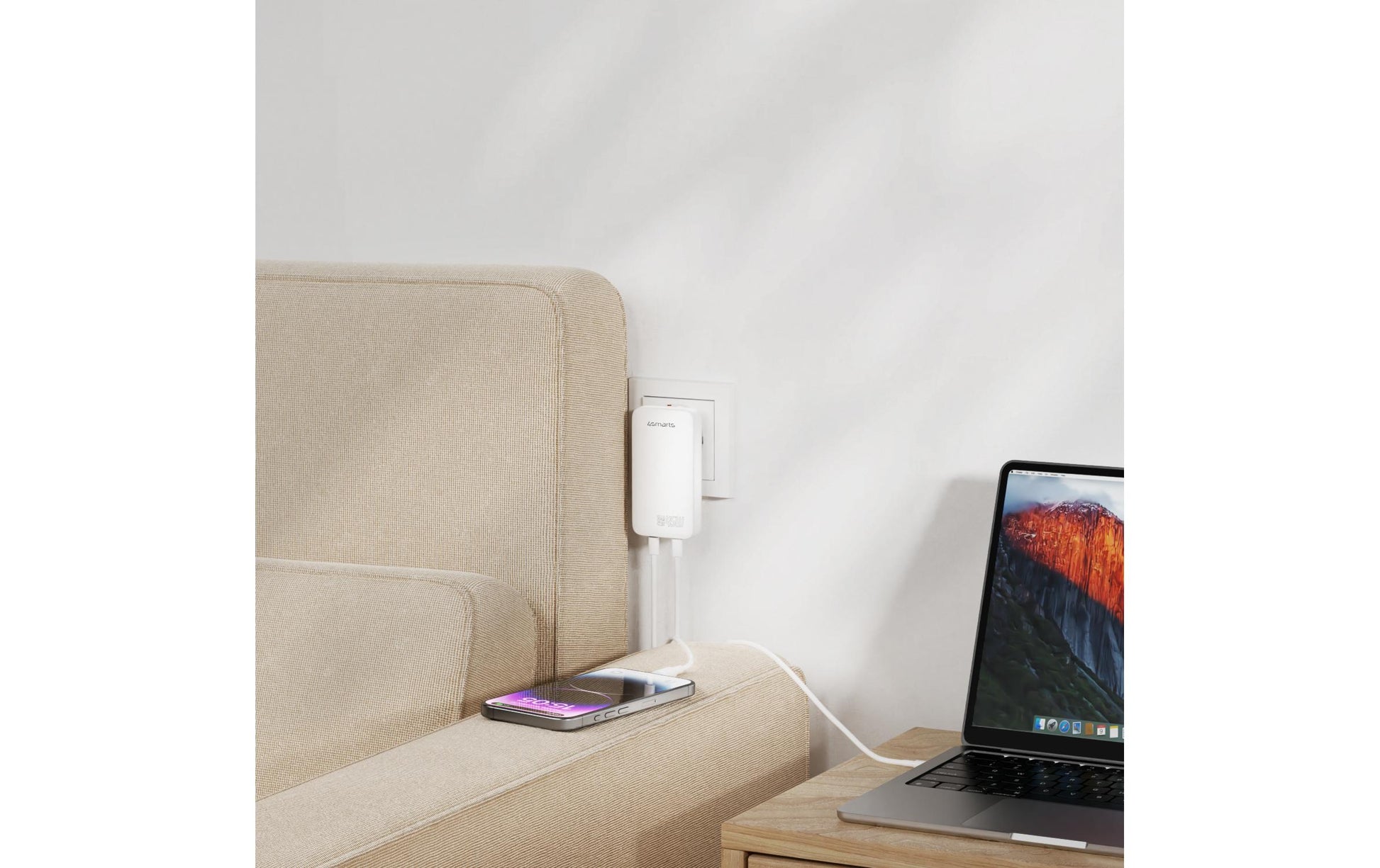 4smarts FlatPlug Slim Dual USB-Ladegerät 45 W – USB-C×2 – GaN – für Nintendo Switch, Laptop und mehr