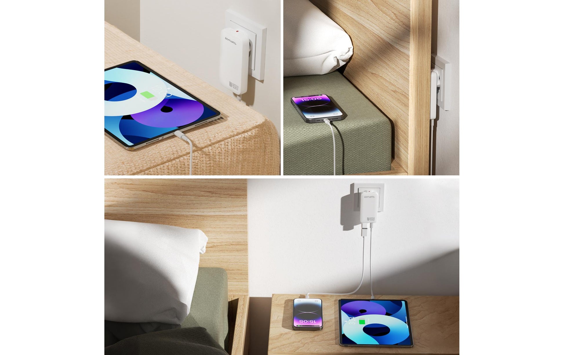 4smarts FlatPlug Slim Dual USB-Ladegerät 45 W – USB-C×2 – GaN – für Nintendo Switch, Laptop und mehr