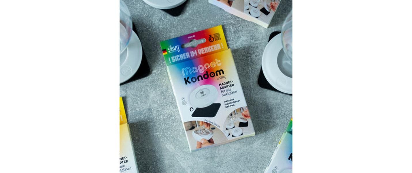 Silwy Magnet-Kondom – Ø 8,6 cm, H 12,0 cm, Silikon, Orange, mit Haftmagnet, rutschfest, für Stielgläser