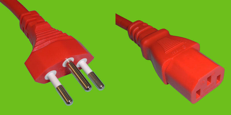 Diggelmann Netzkabel – T12–IEC C13, 1 m, 10 A, Rot