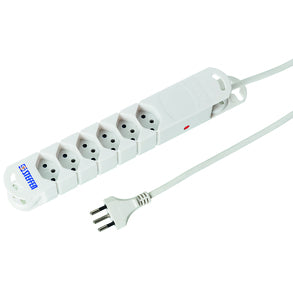 Steffen STEBA VARIABL Steckdosenleiste, 6×T13, ohne Schalter, 5 m, Eingang T12 – weiss