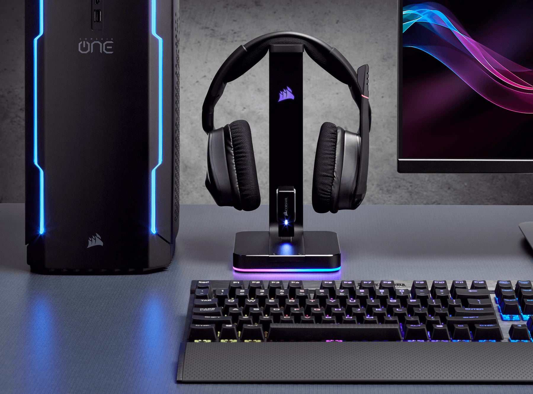 Corsair ST100 RGB – Kopfhörerständer, mit RGB, Schwarz, für PC