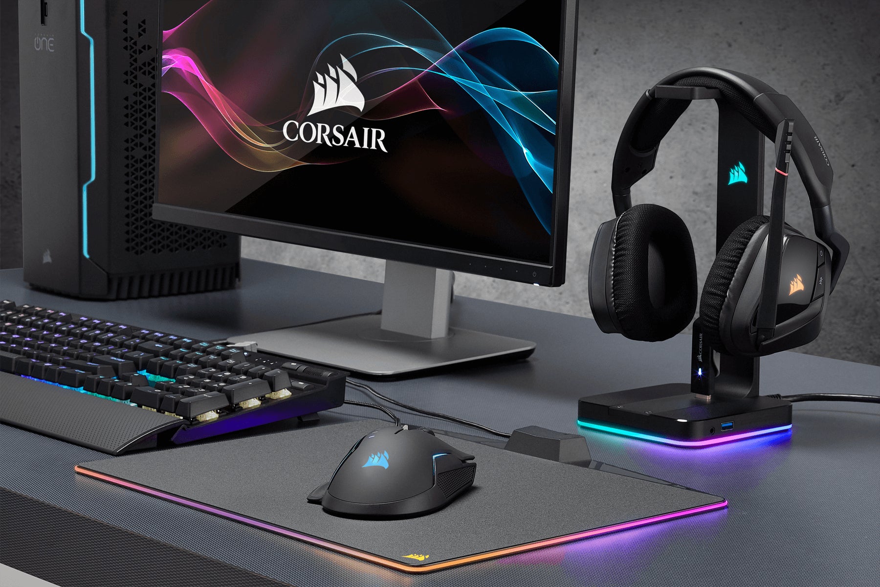 Corsair ST100 RGB – Kopfhörerständer, mit RGB, Schwarz, für PC