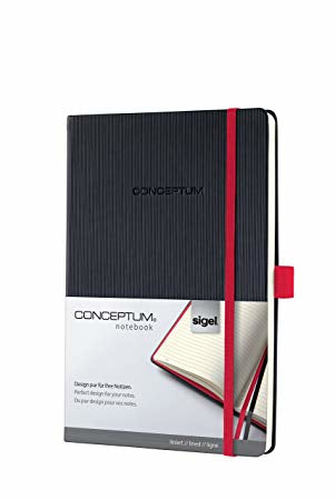 Sigel Notizbuch A4, kariert, Fadenheftung, 194 Seiten, 80 g/m² – schwarz