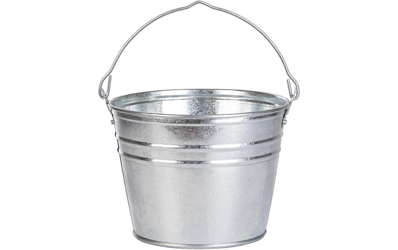 Esschert Design Putzeimer – 4,8 l, rund, Zink, silber, 1 Stk., 25,0 × 24,8 × 19,5 cm