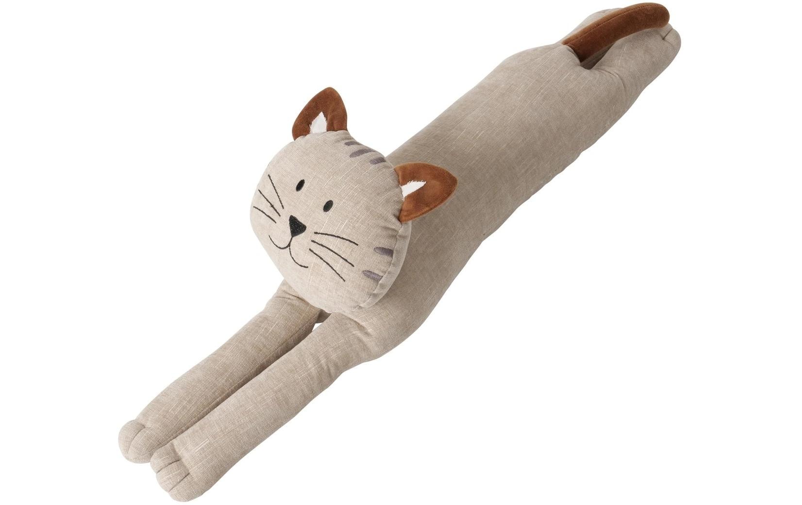 Boltze Türstopper Katze 75,8 × 11,8 × 21,9 cm, Polyester/Sand/Baumwolle, Grau/Beige, für Türen