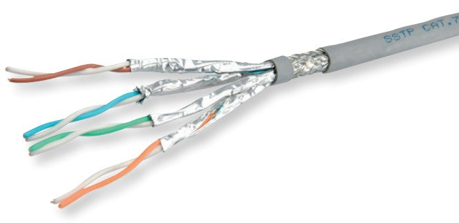 ROLINE Installationskabel – Cat.6A (Klasse EA), S/FTP (PiMF), LSOH, Massivdraht, 100 m, Grau