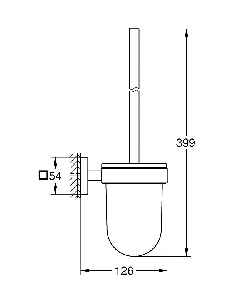GROHE Start Cube Toilettenbürstengarnitur – Glas/Chrom, selbstklebend oder Wandmontage