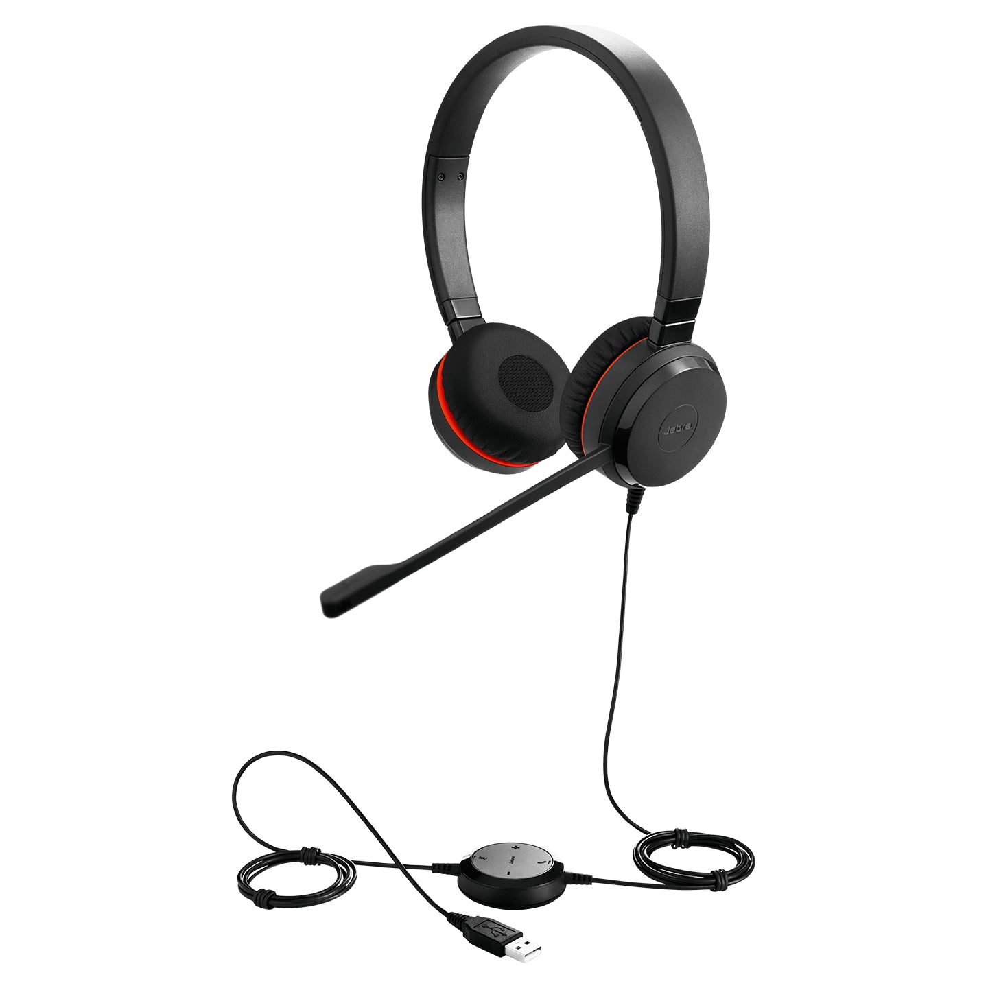 Jabra Evolve 20 – Duo Headset, On-Ear – USB-A, Mikrofon mit Rauschunterdrückung, Kabelbedienung – schwarz