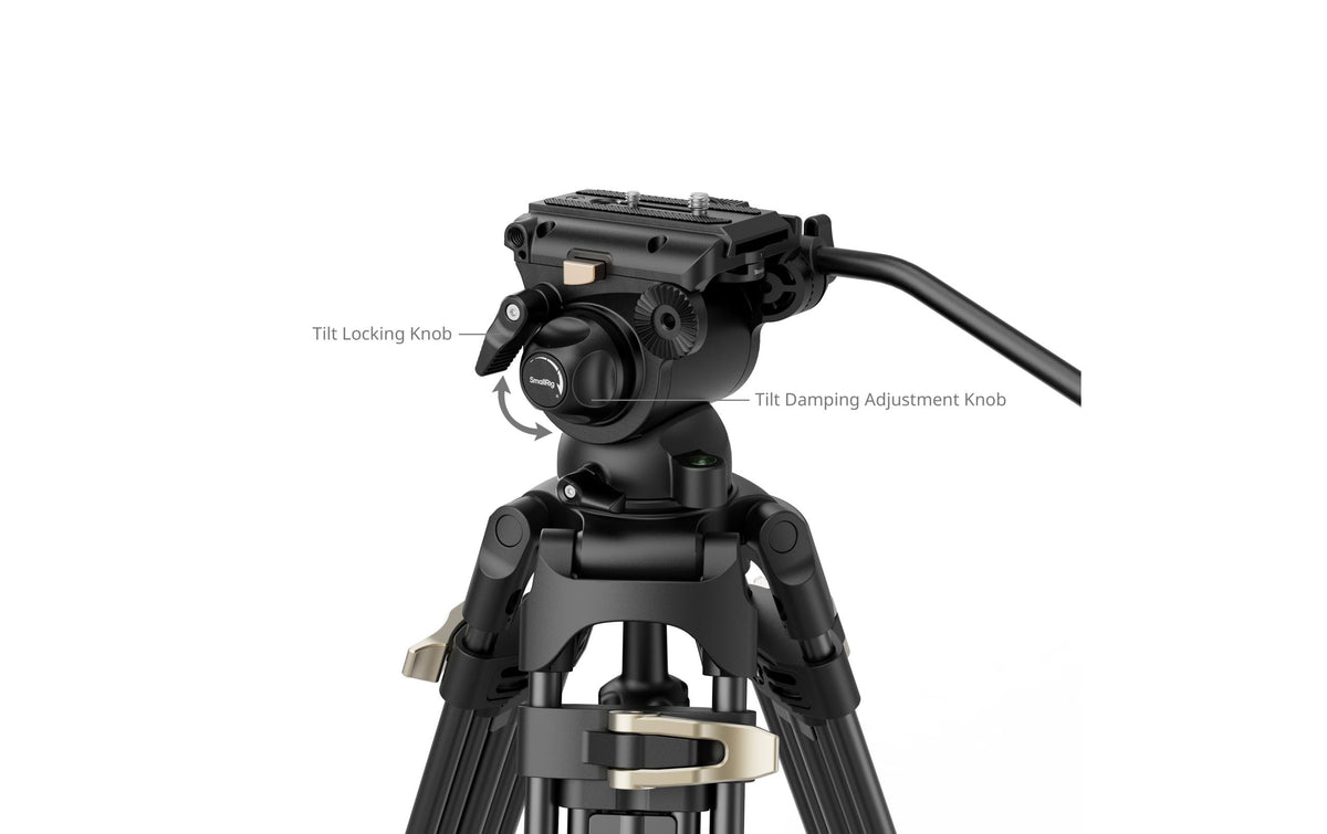 SmallRig AD-01S Stativ – bis 187 cm – Traglast 15 kg – Foto-Video-Kopf – Schwarz