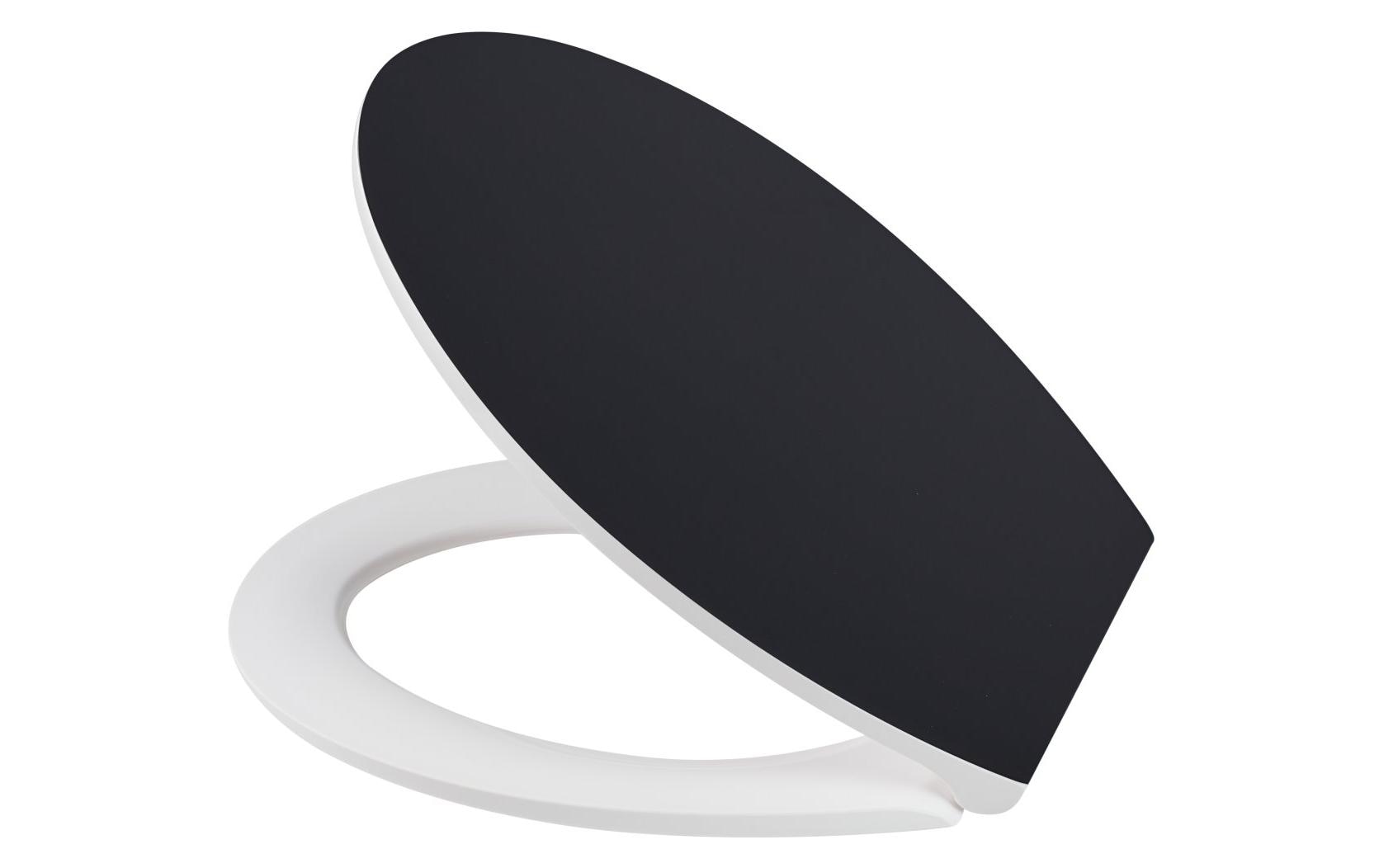 Diaqua Toilettensitz (rund) – Duroplast, schwarz, mit Deckel, 38,2 × 44 cm