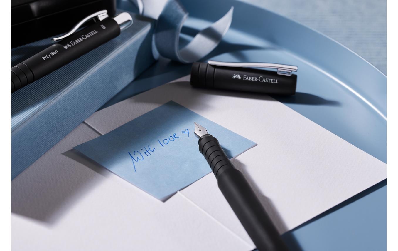 Faber-Castell Poly Ball/Poly Pen Schreibset – Kugelschreiber + Füllhalter – Blau, Schwarz, Geschenkbox