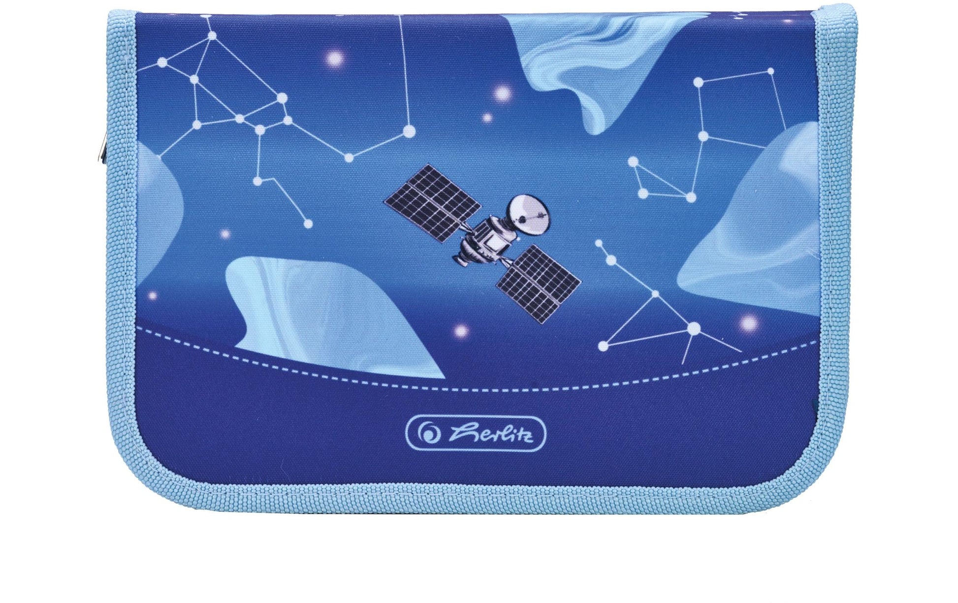Herlitz Cosmic Explorer – Schüleretui, gefüllt (31-teilig), blau, hellblau, Polyester, 20,5 × 14 × 3,8 cm