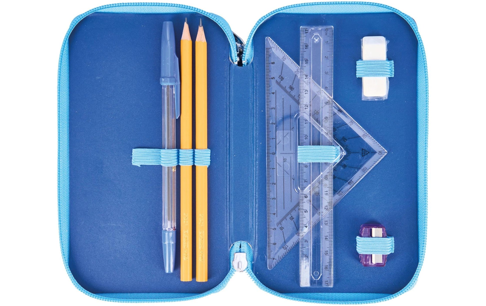 Herlitz Cosmic Explorer – Schüleretui, 2 Klappen, gefüllt (23-teilig), Blau, Polyester, 19,3 × 11,5 × 5 cm