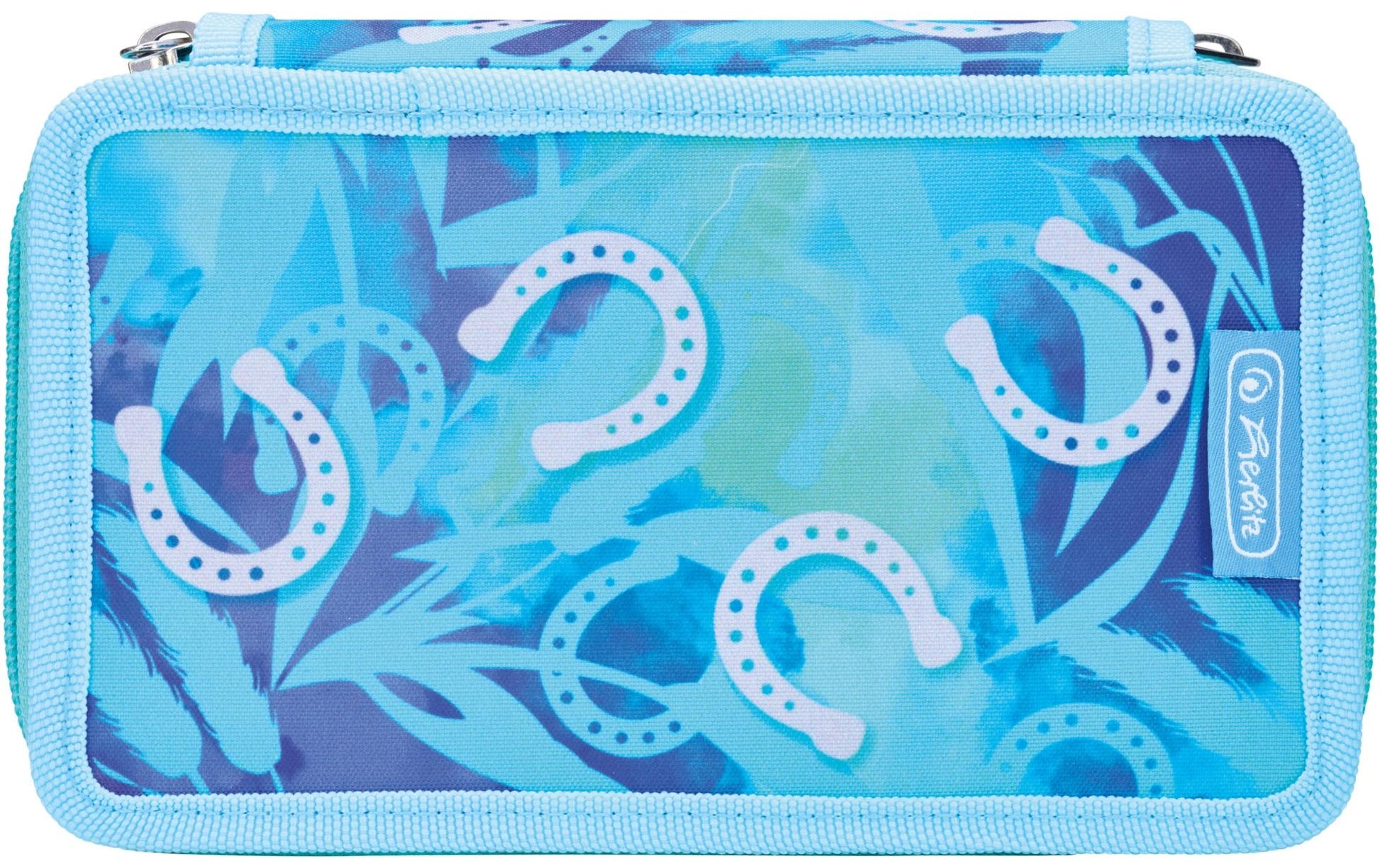 Herlitz Schüleretui, 2 Klappen, gefüllt (23-teilig), Lucky Horse, blau, Polyester, 19,3 × 11,5 × 5 cm