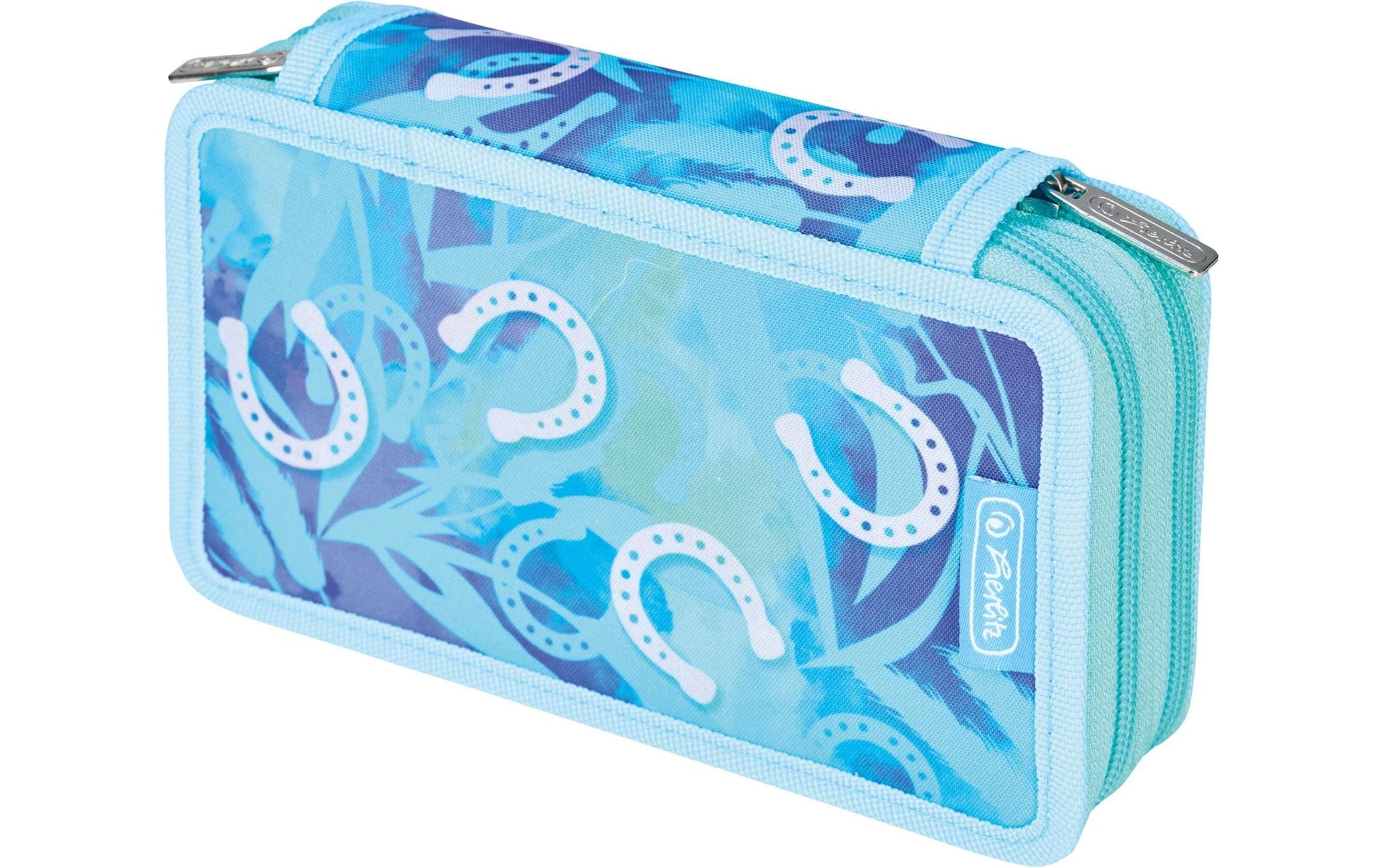 Herlitz Schüleretui, 2 Klappen, gefüllt (23-teilig), Lucky Horse, blau, Polyester, 19,3 × 11,5 × 5 cm