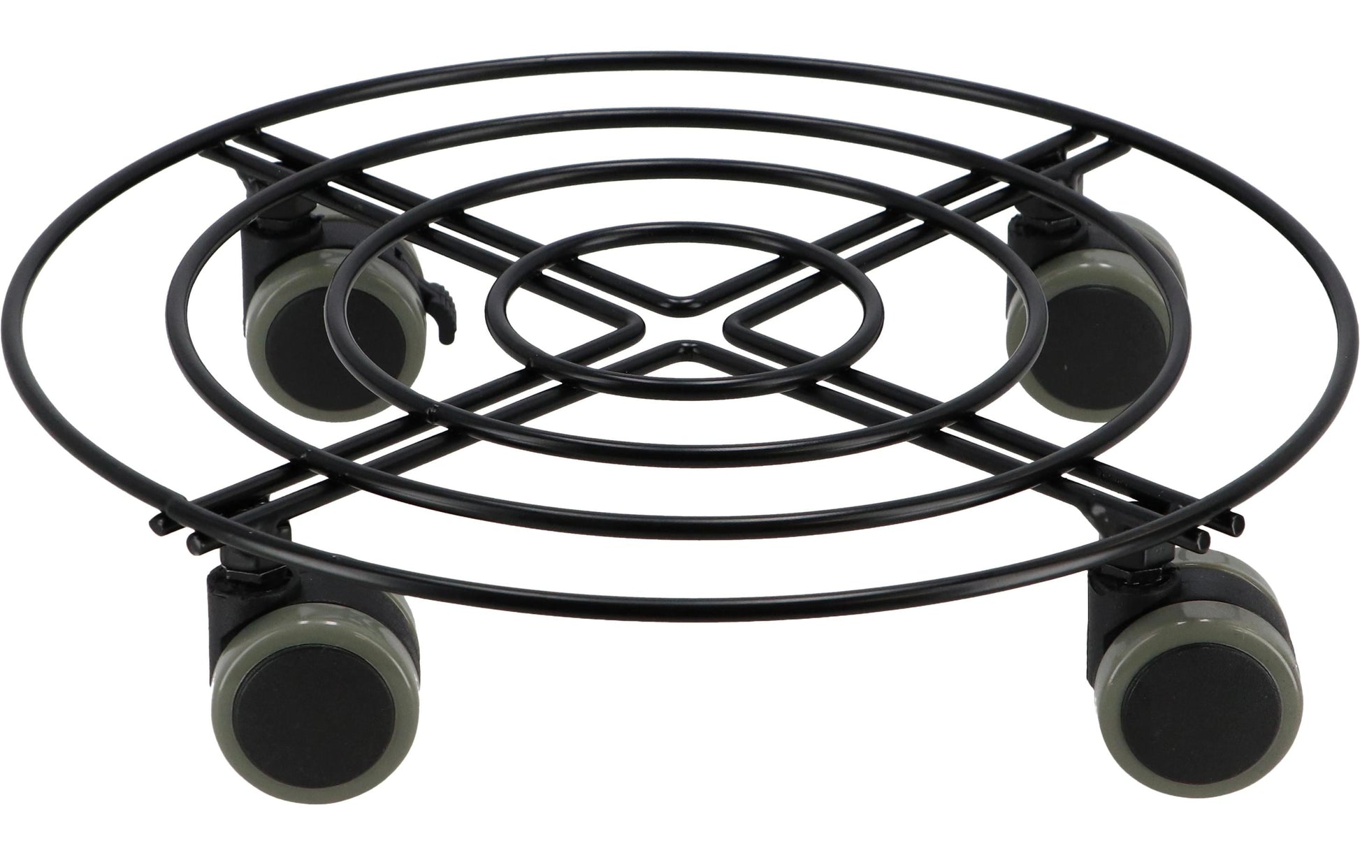 Esschert Design Pflanzentrolley – Metall/Polypropylen – Schwarz – Ø 280 × 65 mm – 4 Rollen, 60 kg Traglast