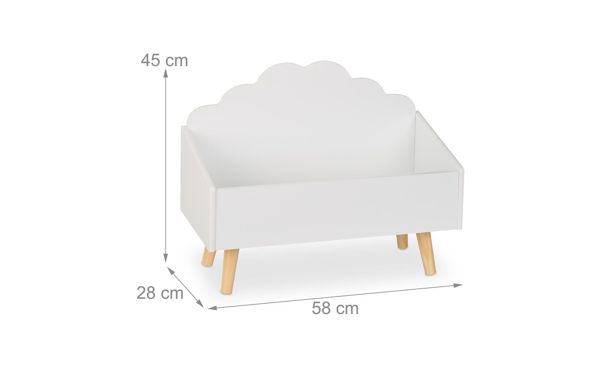Relaxdays Spielzeugtruhe – MDF/Kiefer – Weiss/Hellbraun – 580 × 450 × 280 mm