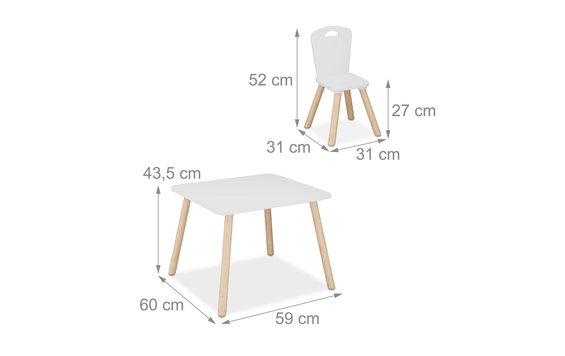 Relaxdays Sitzgarnitur, 59 × 60 cm, weiss/hellbraun, MDF/Holz