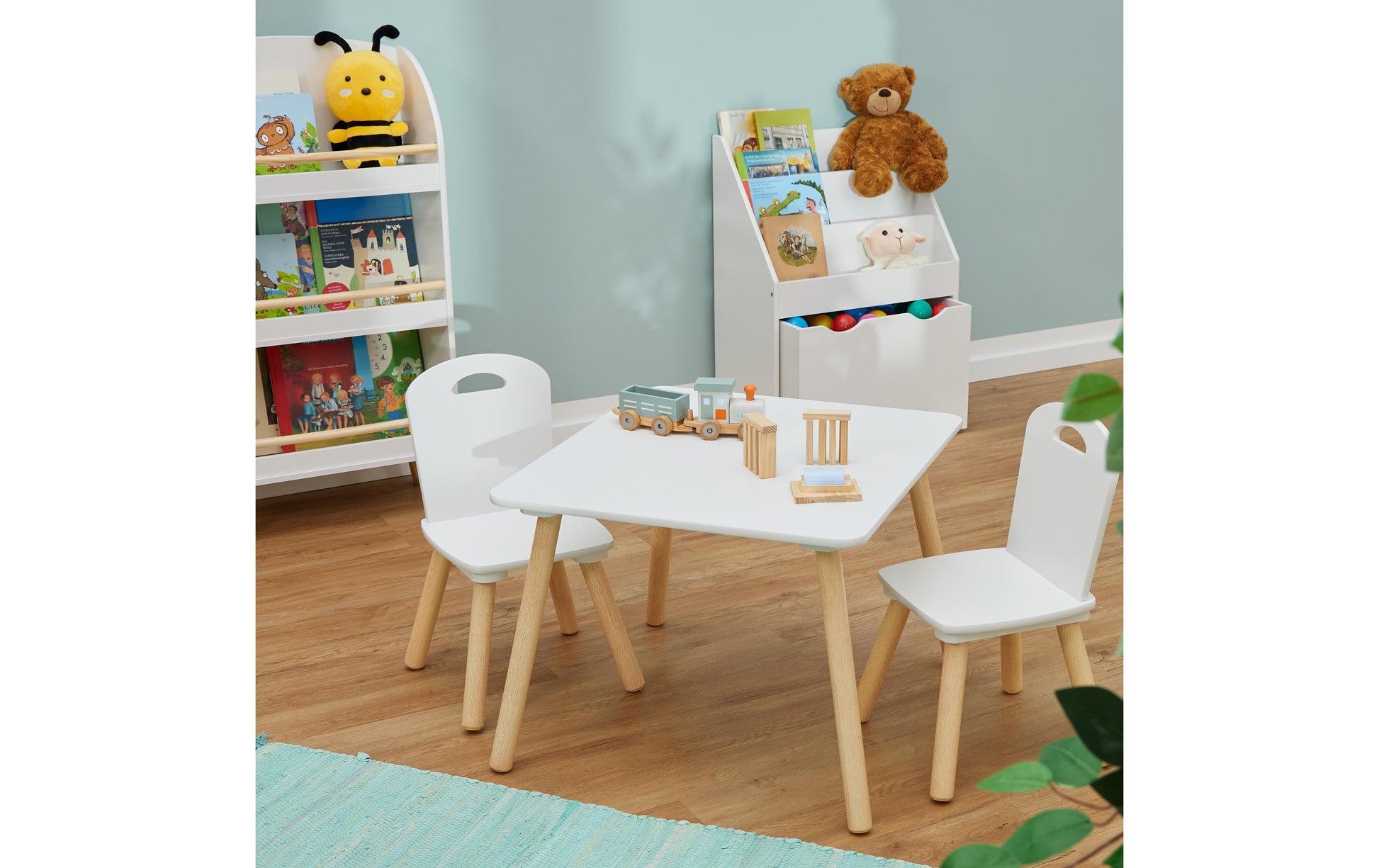 Relaxdays Sitzgarnitur, 59 × 60 cm, weiss/hellbraun, MDF/Holz