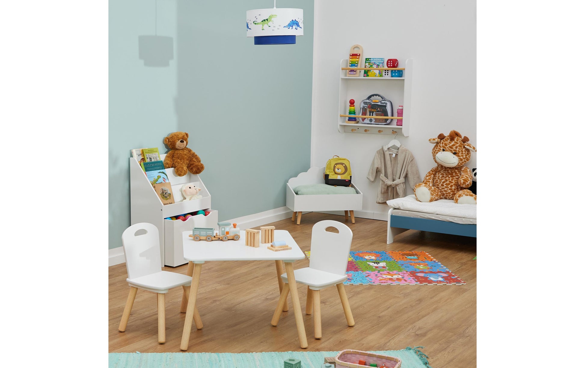 Relaxdays Sitzgarnitur, 59 × 60 cm, weiss/hellbraun, MDF/Holz
