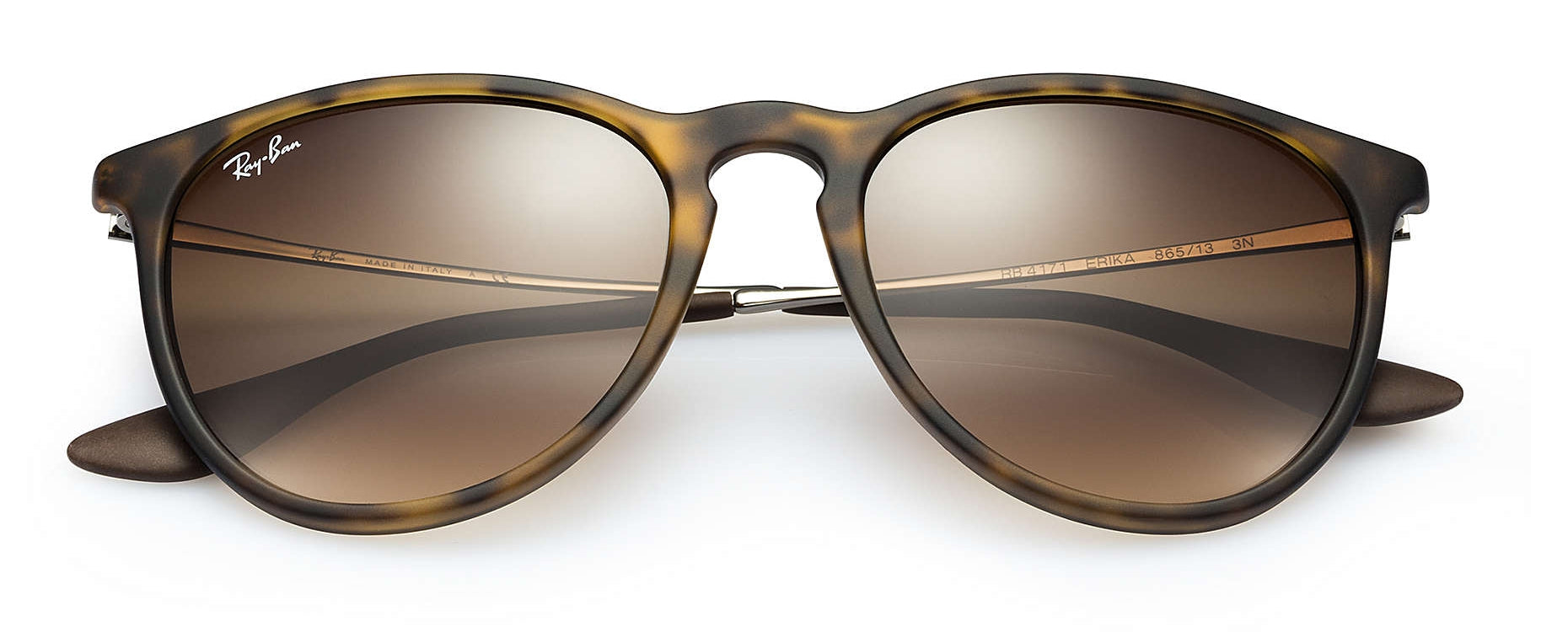 Ray-Ban ERIKA RUBBER HAVANA – Gläser braun, Verlauf, polarisiert, 100 % UV-Schutz (UVA/UVB)