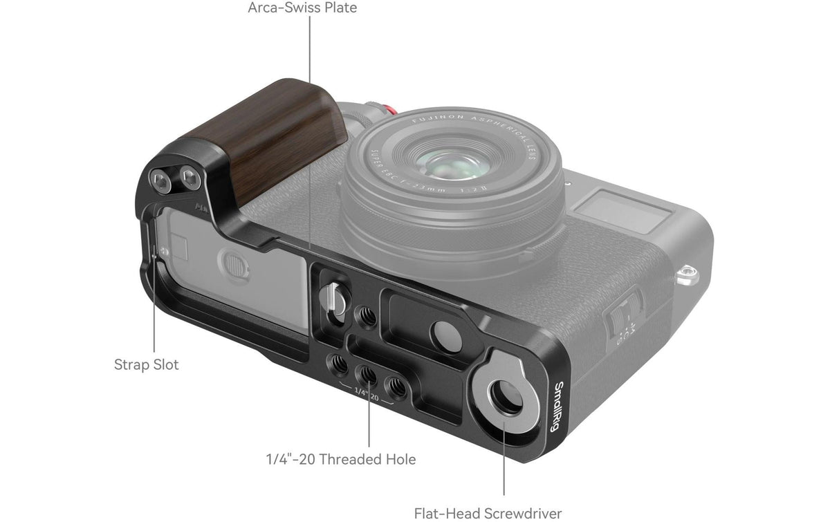 SmallRig 4805 L-Form Handgriff – für Fujifilm X100VI, X100V – Schwarz/Holz