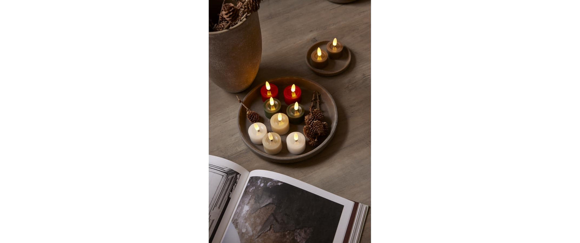 Star Trading LED-Teelicht Flow – CR2032 (2×, inkl.), Timer, IP20 – Braun
