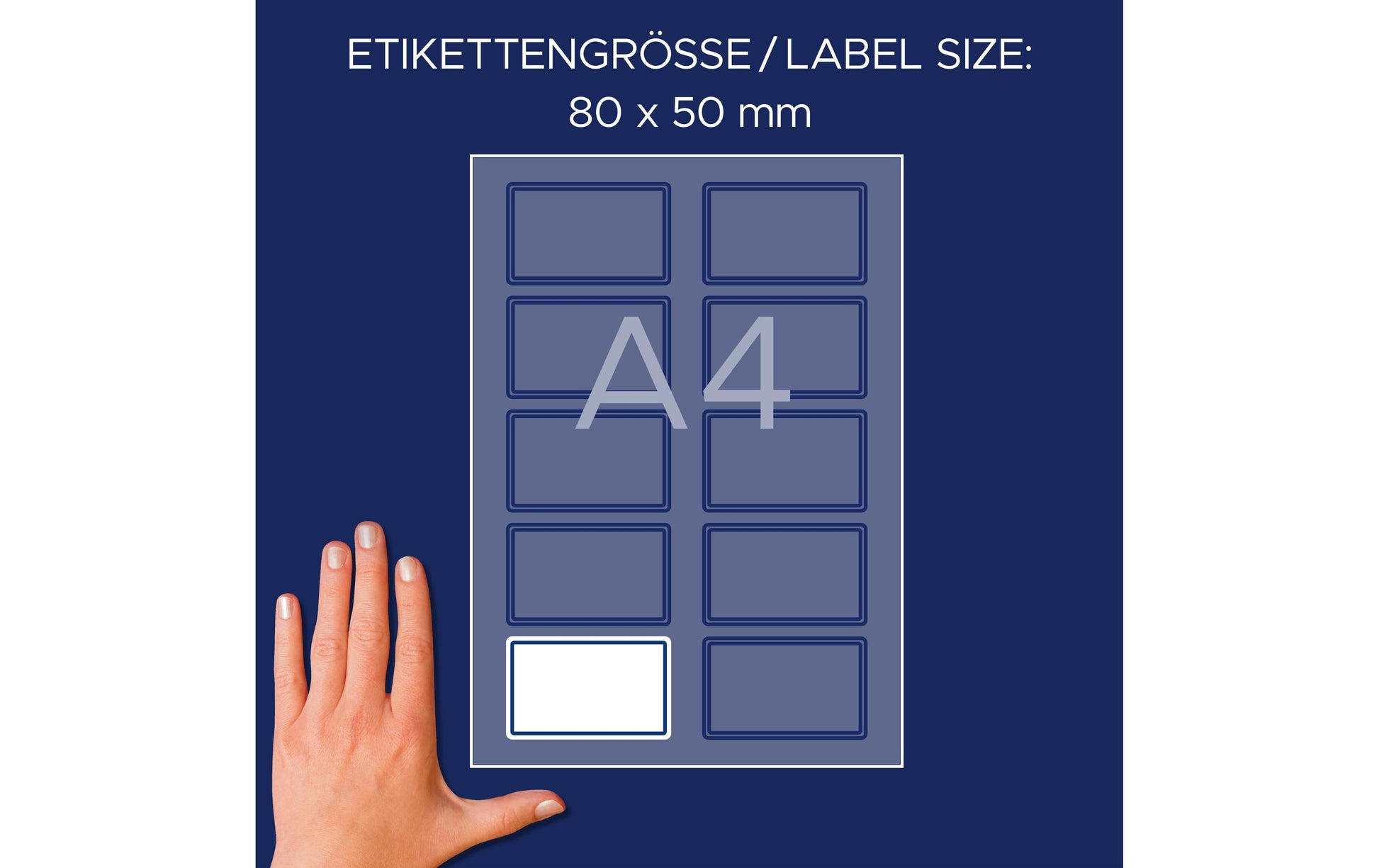 Avery Zweckform – Namens-Etiketten, 80 mm × 50 mm, weiss, Acetat, selbstklebend, für Laser