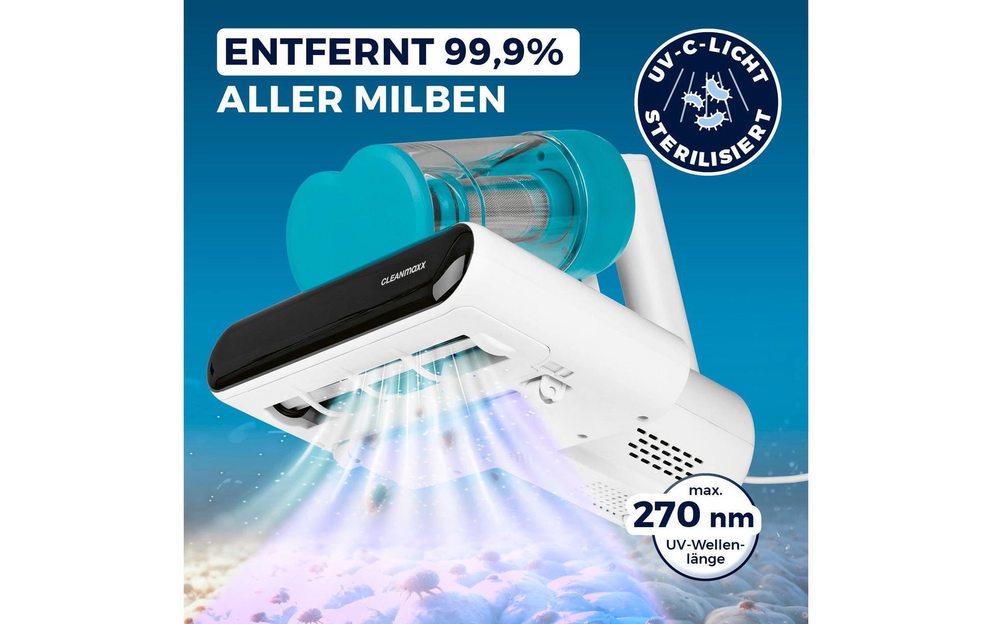 Cleanmaxx Matratzenreiniger – 400 W, 0,5 l, Netzbetrieb, Kabel 5,0 m